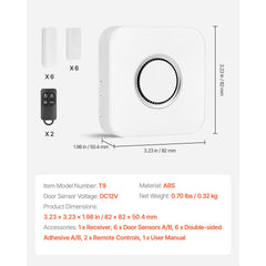 Door Chime, DC 12V, Wireless Door Open Contact Sensor Alarm Chime with 656 ft Range, for Business, Store, Home, Office (1 Receiver & 6 sensors(APP))