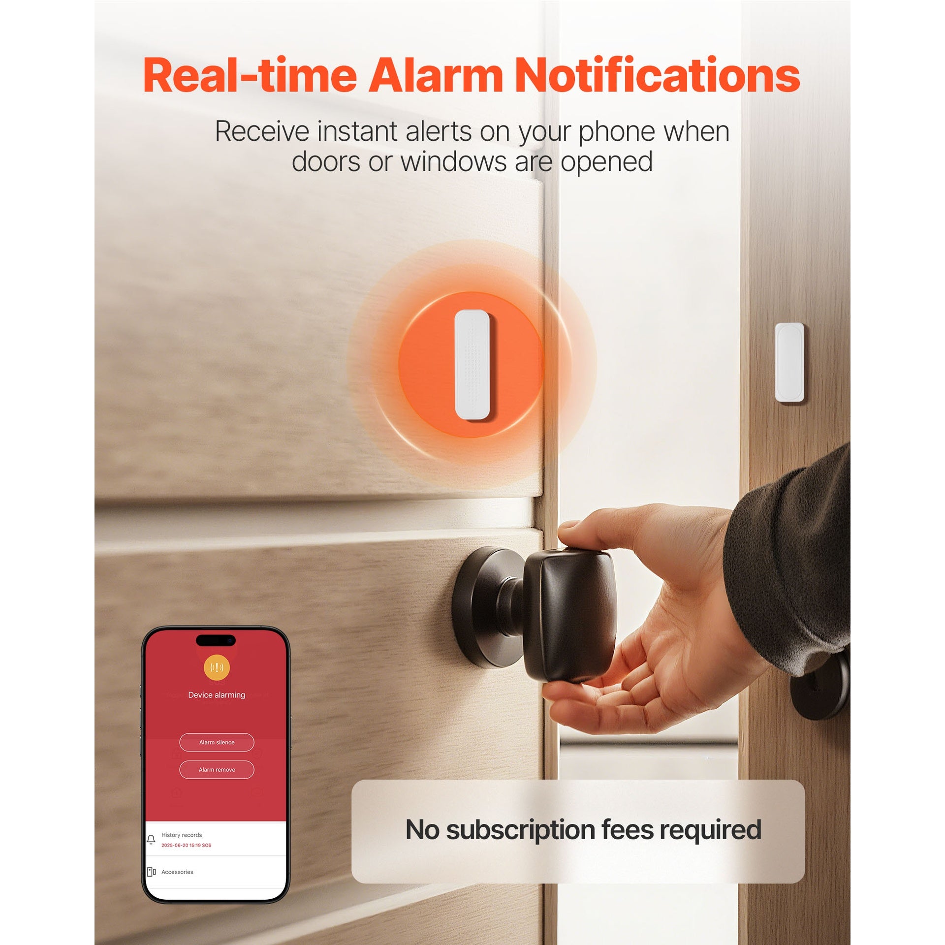 Door Chime, DC 12V, Wireless Door Open Contact Sensor Alarm Chime with 656 ft Range, for Business, Store, Home, Office (1 Receiver & 6 sensors(APP))