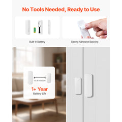 Door Chime, DC 12V, Wireless Door Open Contact Sensor Alarm Chime with 656 ft Range, for Business, Store, Home, Office (1 Receiver & 6 sensors(APP))
