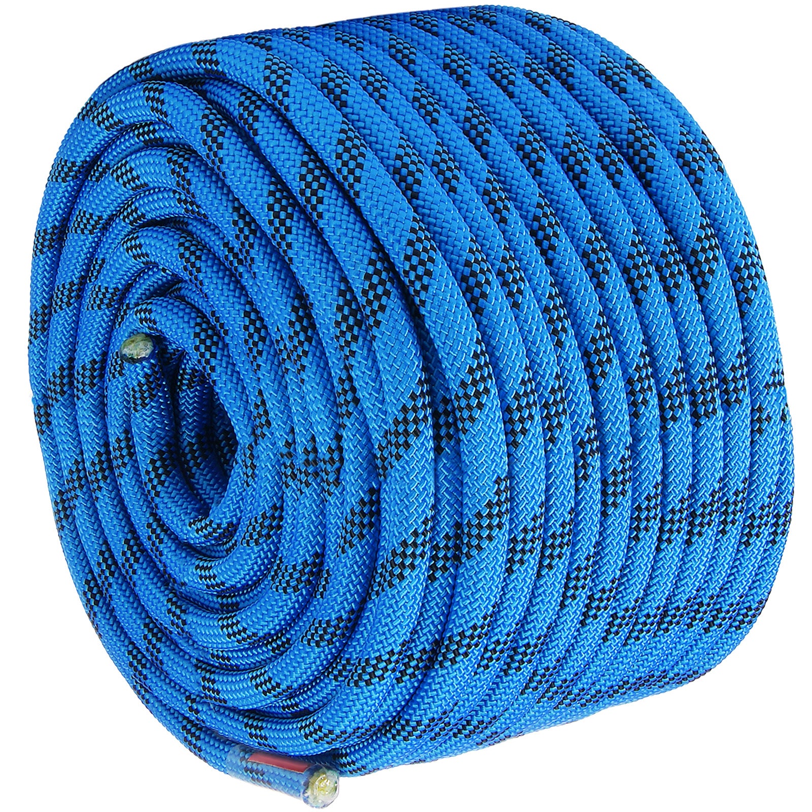 12.7mm Static Climbing Rope, 60.9M(200ft) Outdoor Rock Climbing Rope 32KN Breaking Tension, Fiber Rope with Steel Snap Hooks for Escape, Rappelling, Fire Rescue, Blue