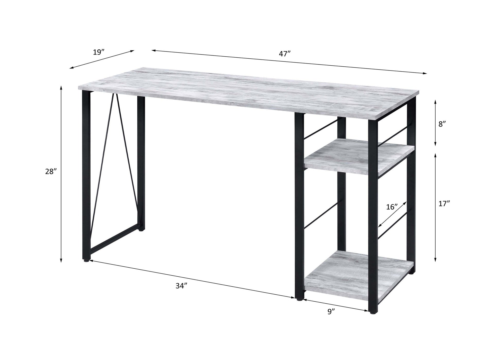 Vadna Antique White & Black Finish Writing Desk