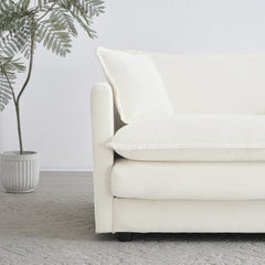 Free Combination Modular Sofa Free,4 Seater Sofa Comfy Chenille Fabric,Sectional Sofa Couch,White