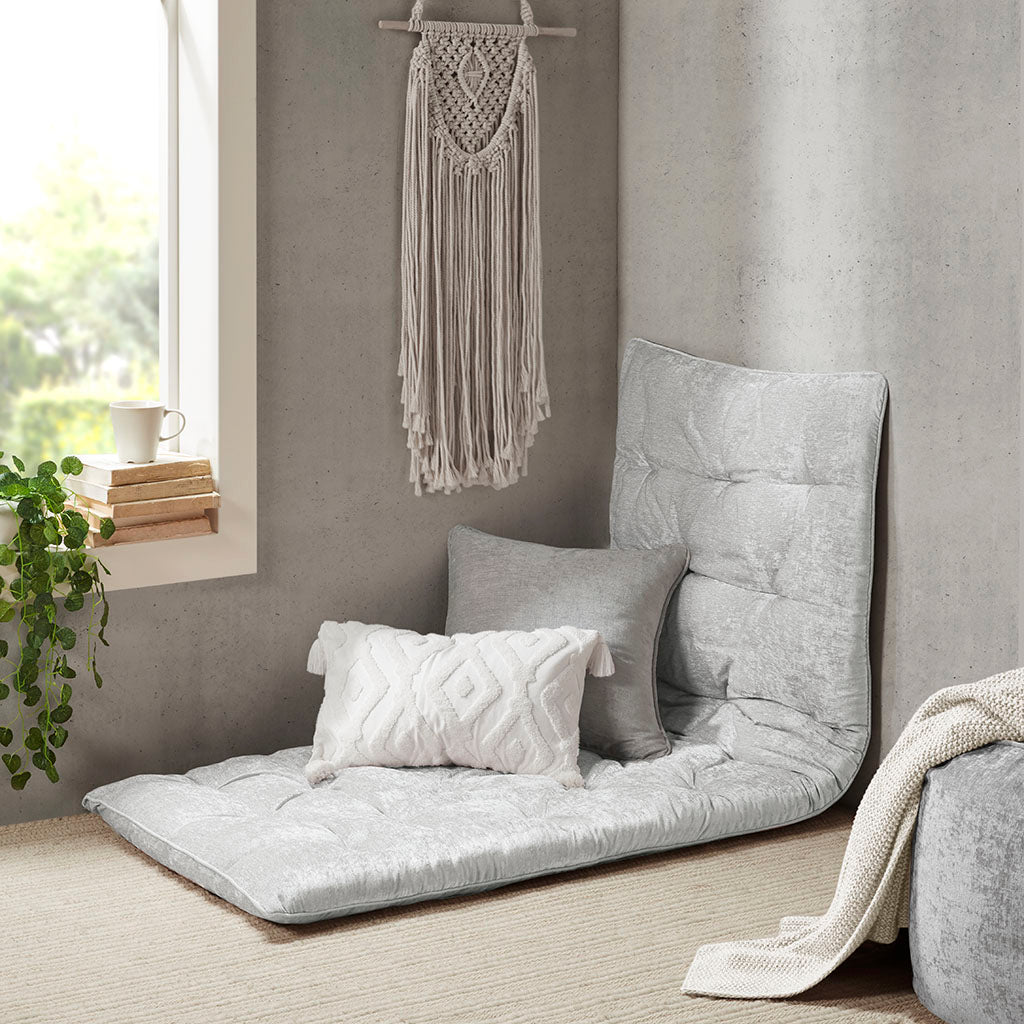 Poly Chenille Lounge Floor Pillow Cushion Grey 27" x 74"