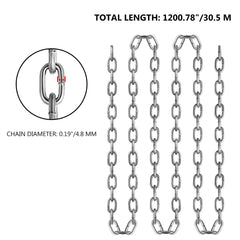 Grade 30 Chain 3/16 Inch by 100Ft Length Grade 30 Proof Coil Chain Zinc Plated Grade 30 Chain for Towing Logging Agriculture and Guard Rails