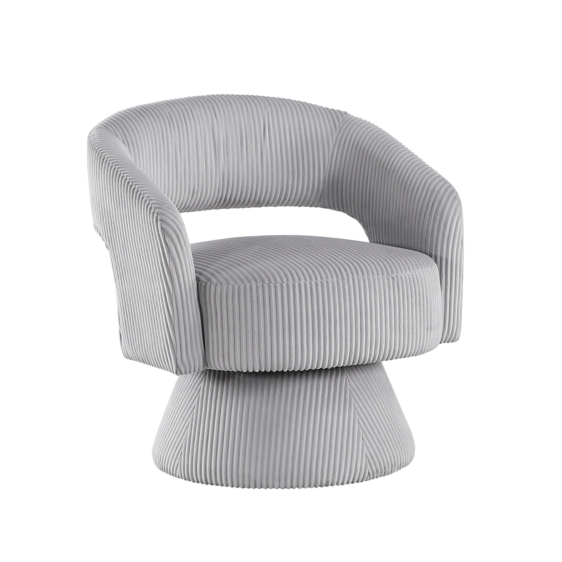 Modern Luxurious Swivel Accent Chair Gray Soft Corduroy Upholstery Plush Seating Solid Wood Stylish Home Furniture 1pc
