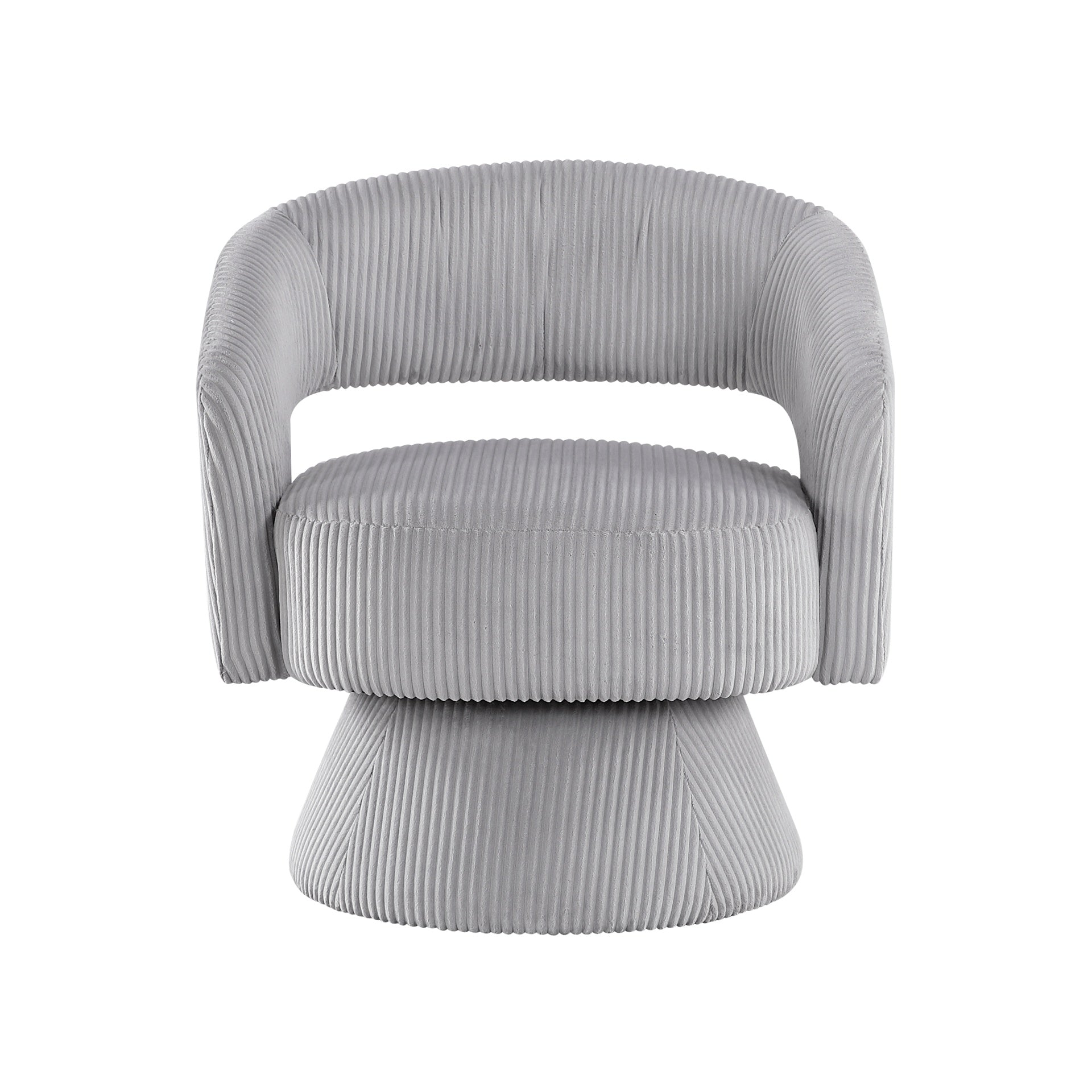 Modern Luxurious Swivel Accent Chair Gray Soft Corduroy Upholstery Plush Seating Solid Wood Stylish Home Furniture 1pc