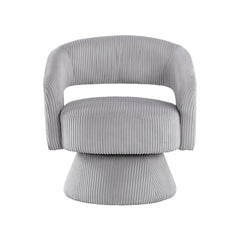 Modern Luxurious Swivel Accent Chair Gray Soft Corduroy Upholstery Plush Seating Solid Wood Stylish Home Furniture 1pc