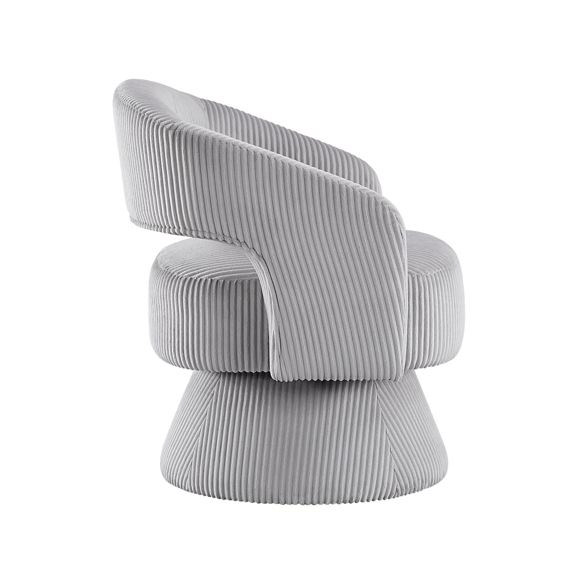 Modern Luxurious Swivel Accent Chair Gray Soft Corduroy Upholstery Plush Seating Solid Wood Stylish Home Furniture 1pc