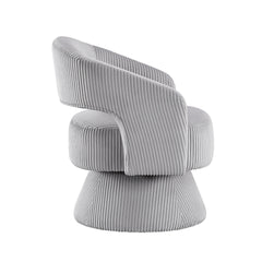 Modern Luxurious Swivel Accent Chair Gray Soft Corduroy Upholstery Plush Seating Solid Wood Stylish Home Furniture 1pc