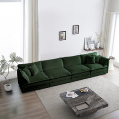 Free Combination Modular Sofa Free,4 Seater Sofa Comfy Chenille Fabric,Sectional Sofa Couch,Green Chenille