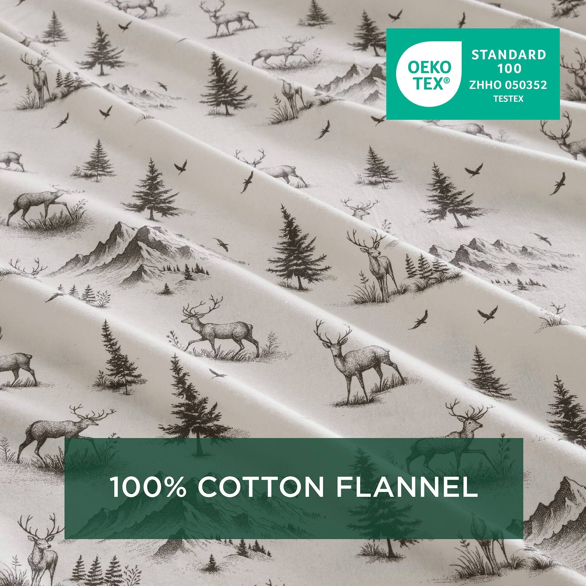 4 PCS Full Sheet Set Gray Deer Toile