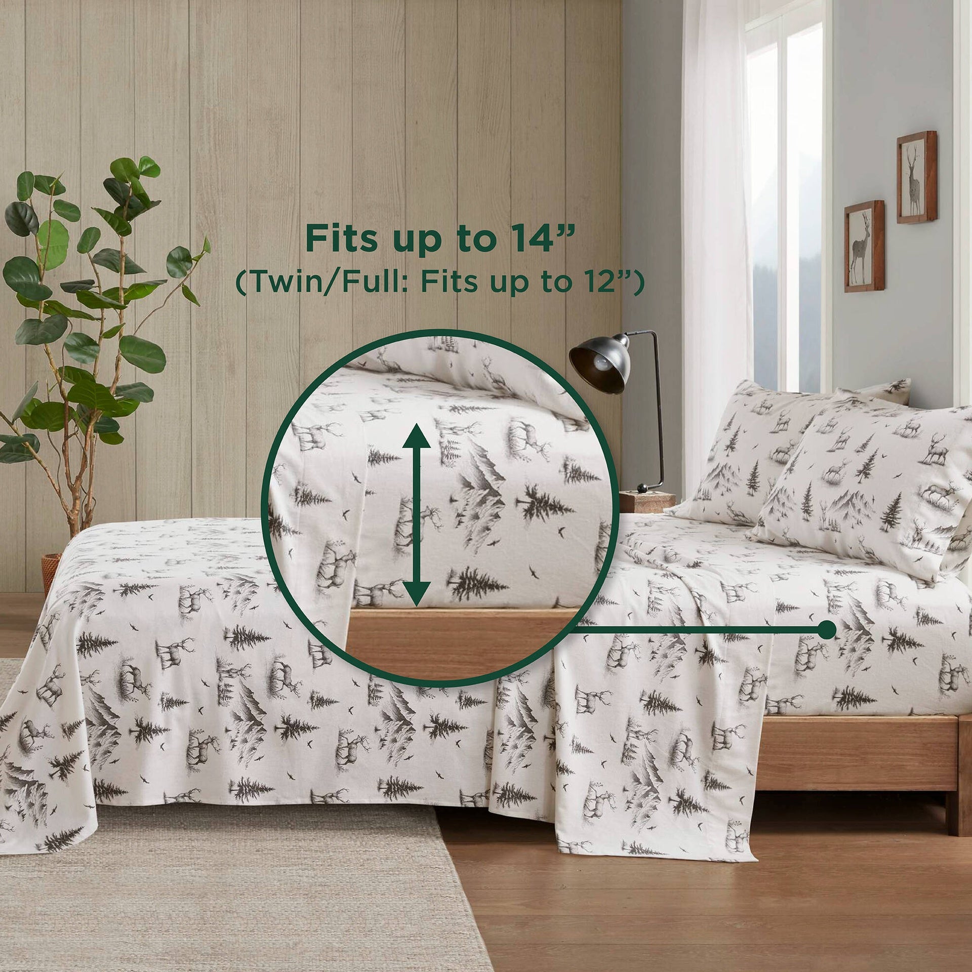 4 PCS Full Sheet Set Gray Deer Toile