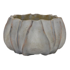 Rustic Planter, Gray Terracotta Pumpkin, 12 Inch Indoor Outdoor Pot