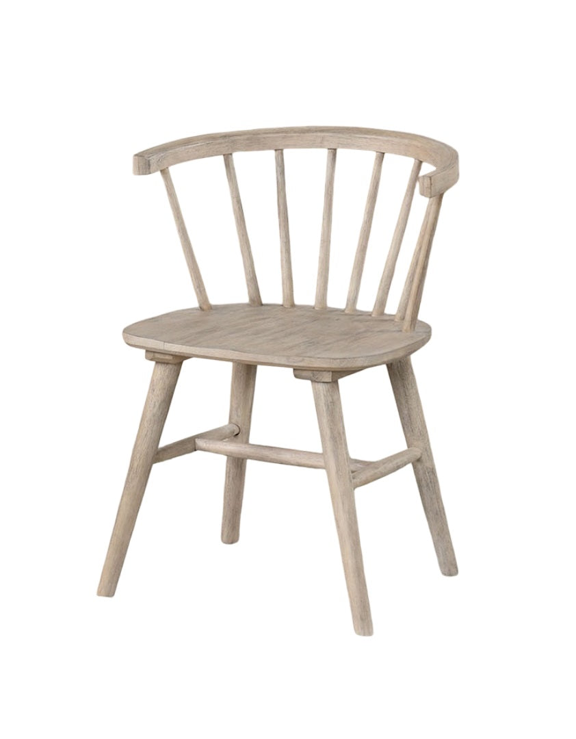 Mid-Century Modern Style 2pc Dining Chair Shaker Legs Molded Seat Spindle Back Natural Oak Finish Dining Room