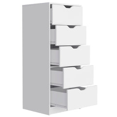 Dresser Kamran, Five Drawer Narrows, White Finish