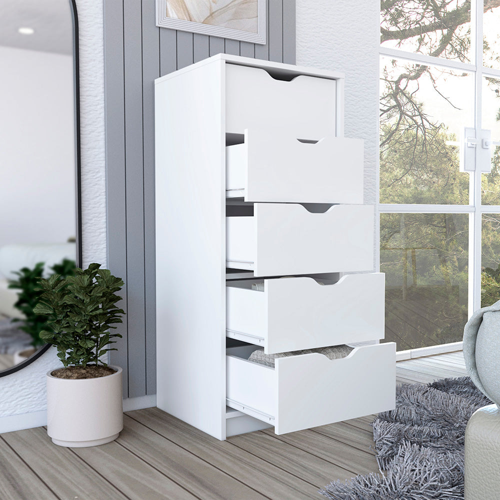 Dresser Kamran, Five Drawer Narrows, White Finish