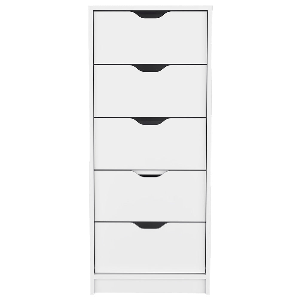 Dresser Kamran, Five Drawer Narrows, White Finish