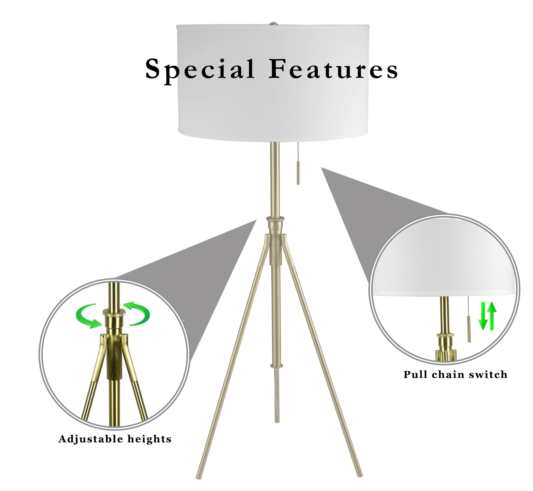 58" - 72"H Adjustable Tripod Floor w/ KD Shade (1PCS/CTN)   (1.78/9.9)
