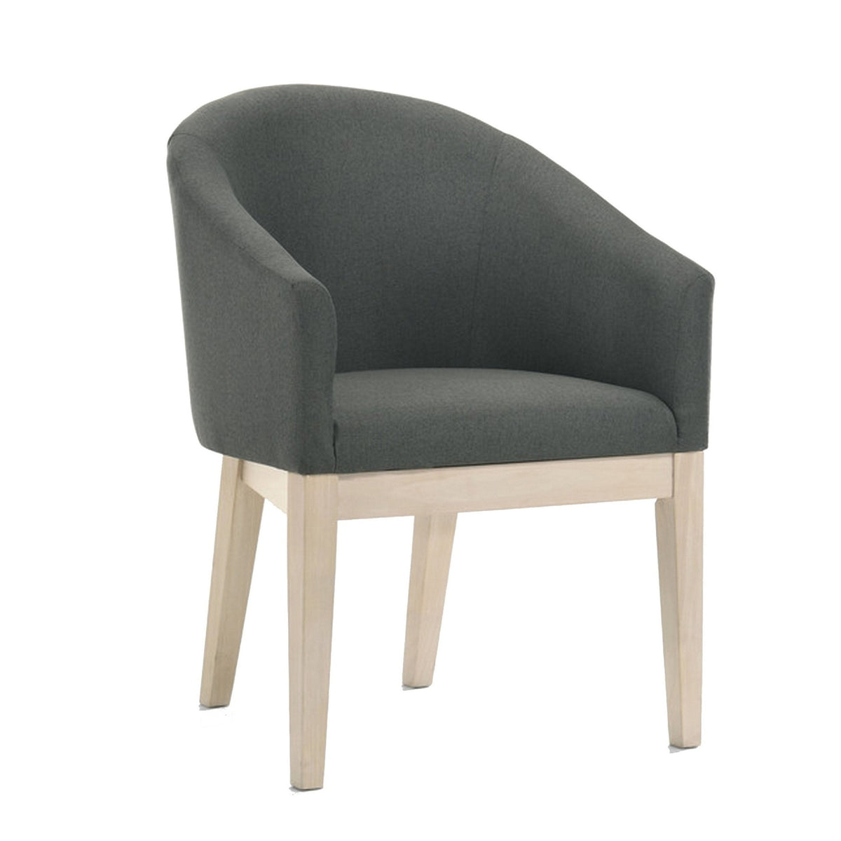 23 Inch Set of 2 Wood Accent Chairs, Padded Curved Back and Seats, Gray