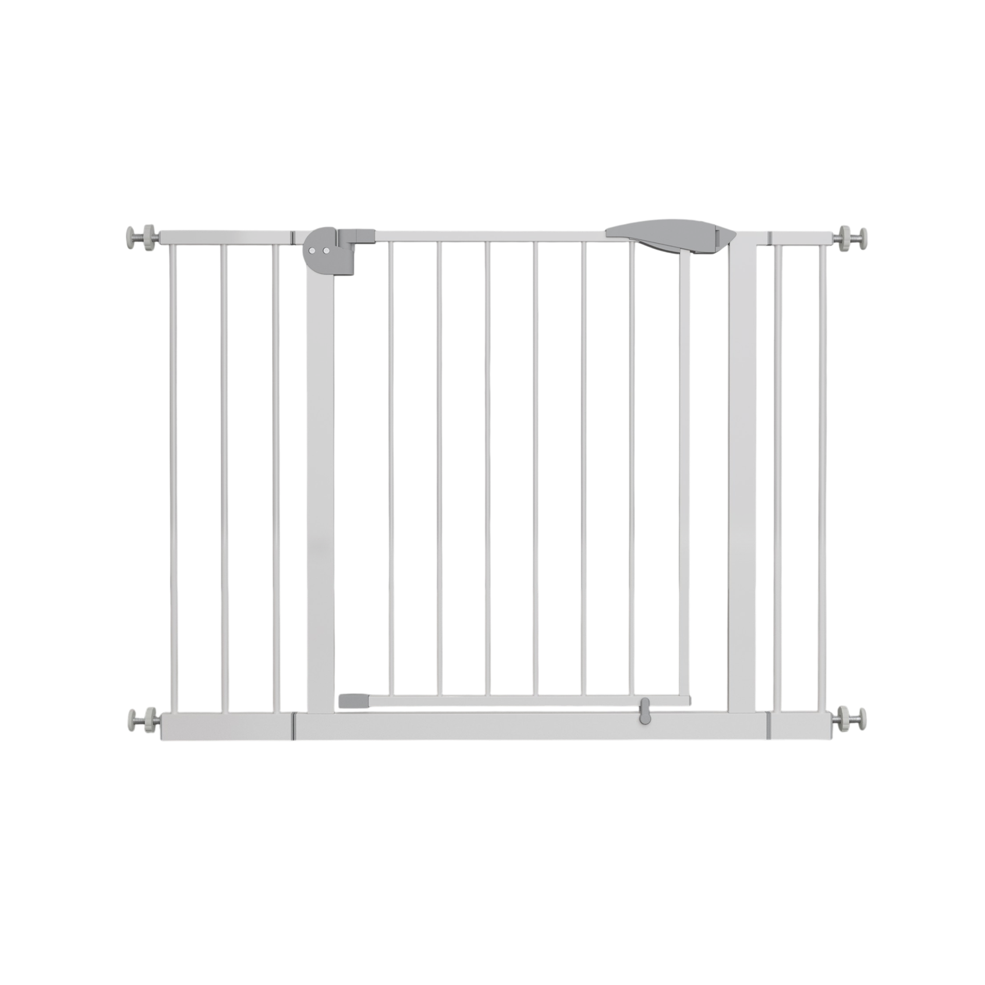 29.5-45.3" Wide Baby Gate for Stairs, Dog Gate Indoor for Doorways, No Drilling Pressure Mounted Pet Gates for Kids, Easy Walk Through Safety Gate, White