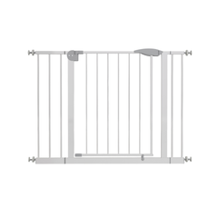 29.5-45.3" Wide Baby Gate for Stairs, Dog Gate Indoor for Doorways, No Drilling Pressure Mounted Pet Gates for Kids, Easy Walk Through Safety Gate, White