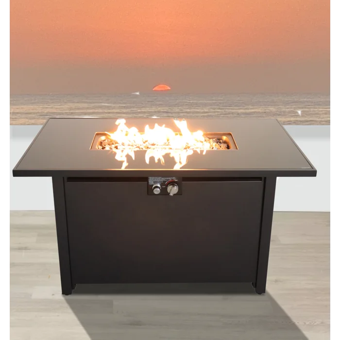 25" H x 42" W Steel Outdoor Fire Pit Table with Lid