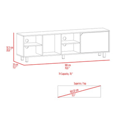 Native TV Stand for TV麓s up 70 inch, Four Open Shelves, Five Legs