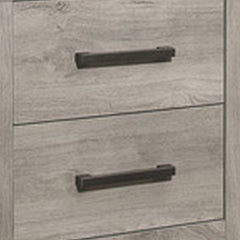 Deena 25 Inch Classic 2 Drawer Nightstand, Metal Handles, Wood Grain Gray