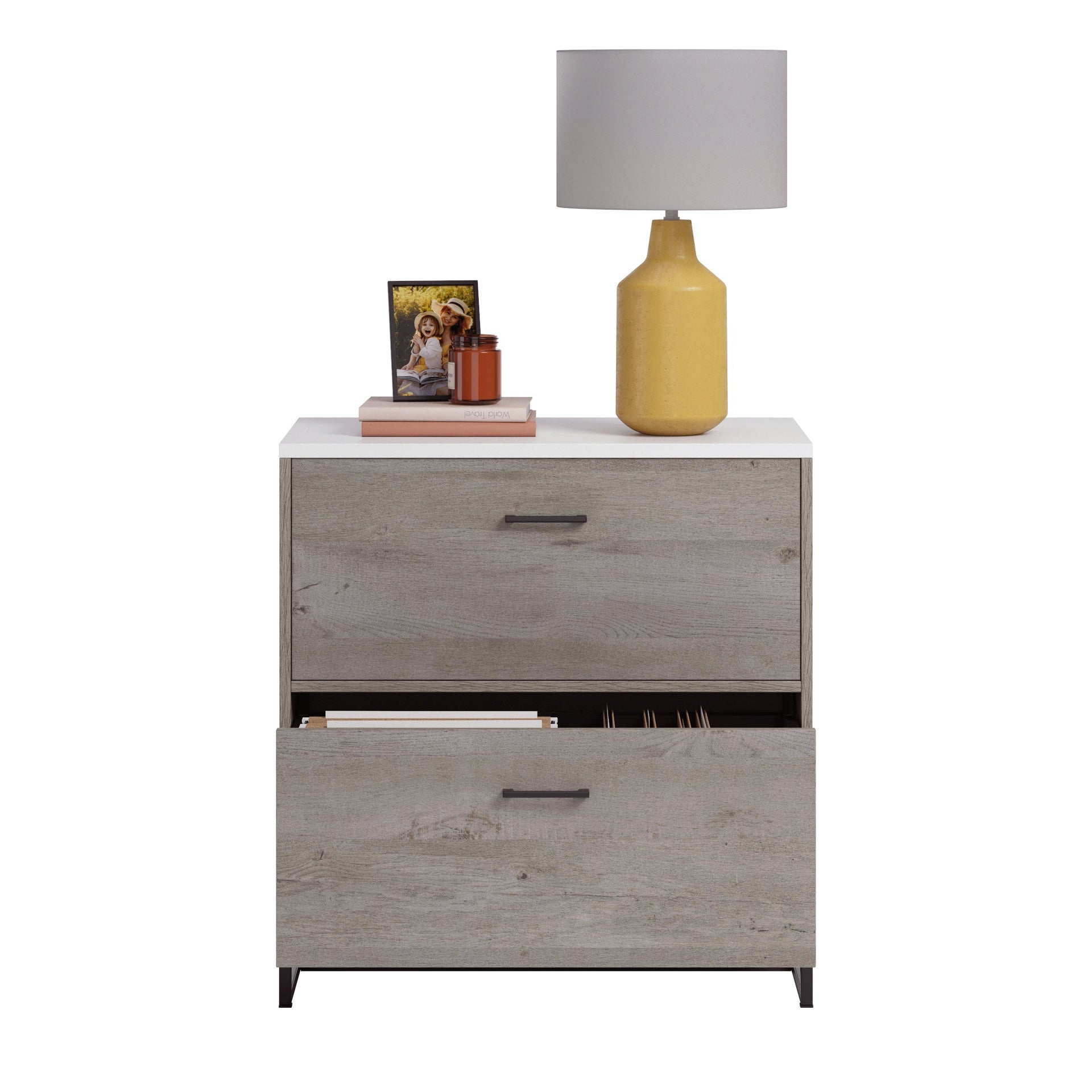 Lateral File with Full-Extension Slides, Brown finish