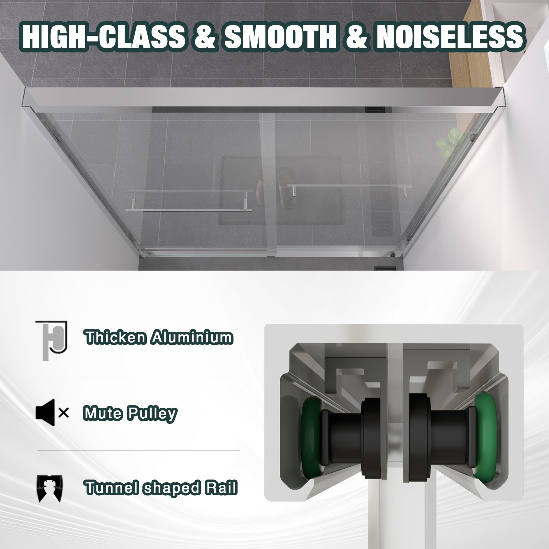 56-60"x74" Aluminum Frame Double Sliding Shower Door,Bypass Bathroom Sliding Door with Premium 1/4" (6mm) Clear Tempered Glass, Chrome Hardware Sliding Glass Shower Enclosure,Chrome  Finished