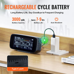 Air Quality Monitor 9-IN-1, CO2, Temperature, Humidity, Formaldehyde TVOC AQI Tester, Professional PM2.5 PM10 PM1.0 Particle Counter for Indoor/Outdoor, Air Quality Meter  w/Alarm Thresholds