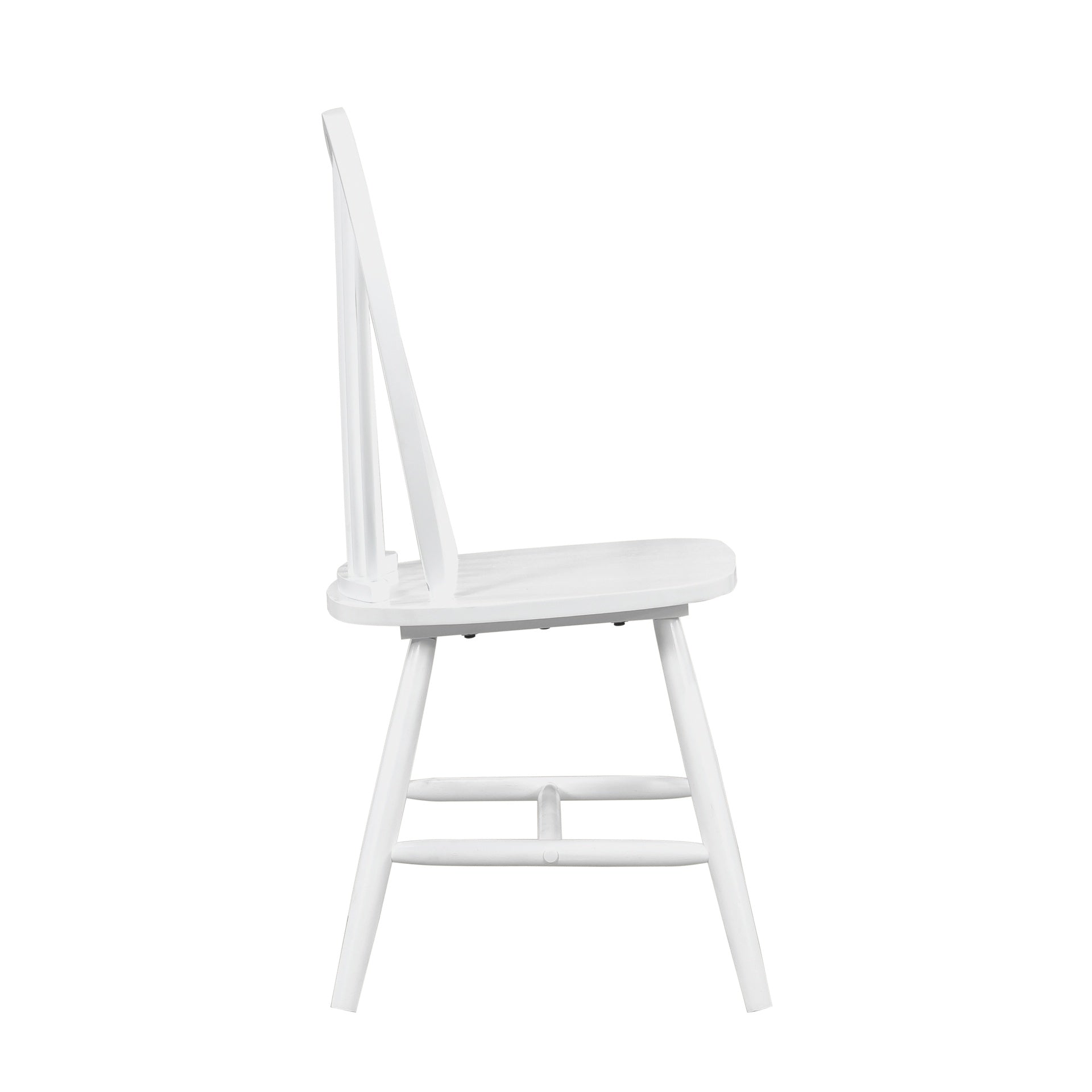 White Finish Side Chairs Set of 2, Farmhouse Style Wooden Furniture Casual Dining Kitchen Traditional Windsor Back Chair