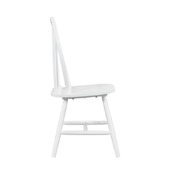 White Finish Side Chairs Set of 2, Farmhouse Style Wooden Furniture Casual Dining Kitchen Traditional Windsor Back Chair