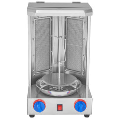 Shawarma Grill Machine, 13 lbs Capacity, Chicken Shawarma Cooker Machine with 2 Burners, Gas Vertical Broiler Gyro Rotisserie Oven Doner Kebab Machine, for Home Restaurant Kitchen Parties