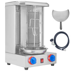 Shawarma Grill Machine, 13 lbs Capacity, Chicken Shawarma Cooker Machine with 2 Burners, Gas Vertical Broiler Gyro Rotisserie Oven Doner Kebab Machine, for Home Restaurant Kitchen Parties