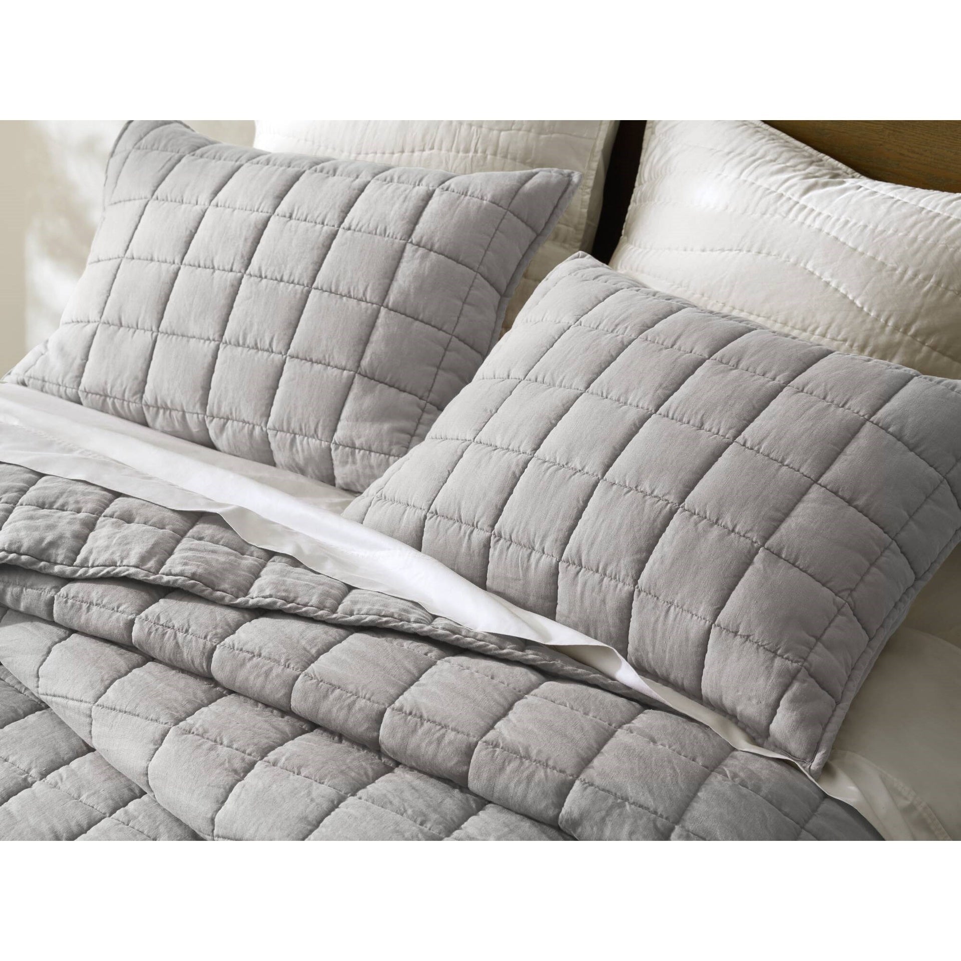 3-Piece King/Cal King Linen Garment Washed Quilt Set,Gray