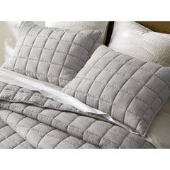 3-Piece King/Cal King Linen Garment Washed Quilt Set,Gray