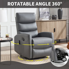 Heat Massage Manual Recliner Chair with Rocker and Swivel in Fabric for Living Room, Grey