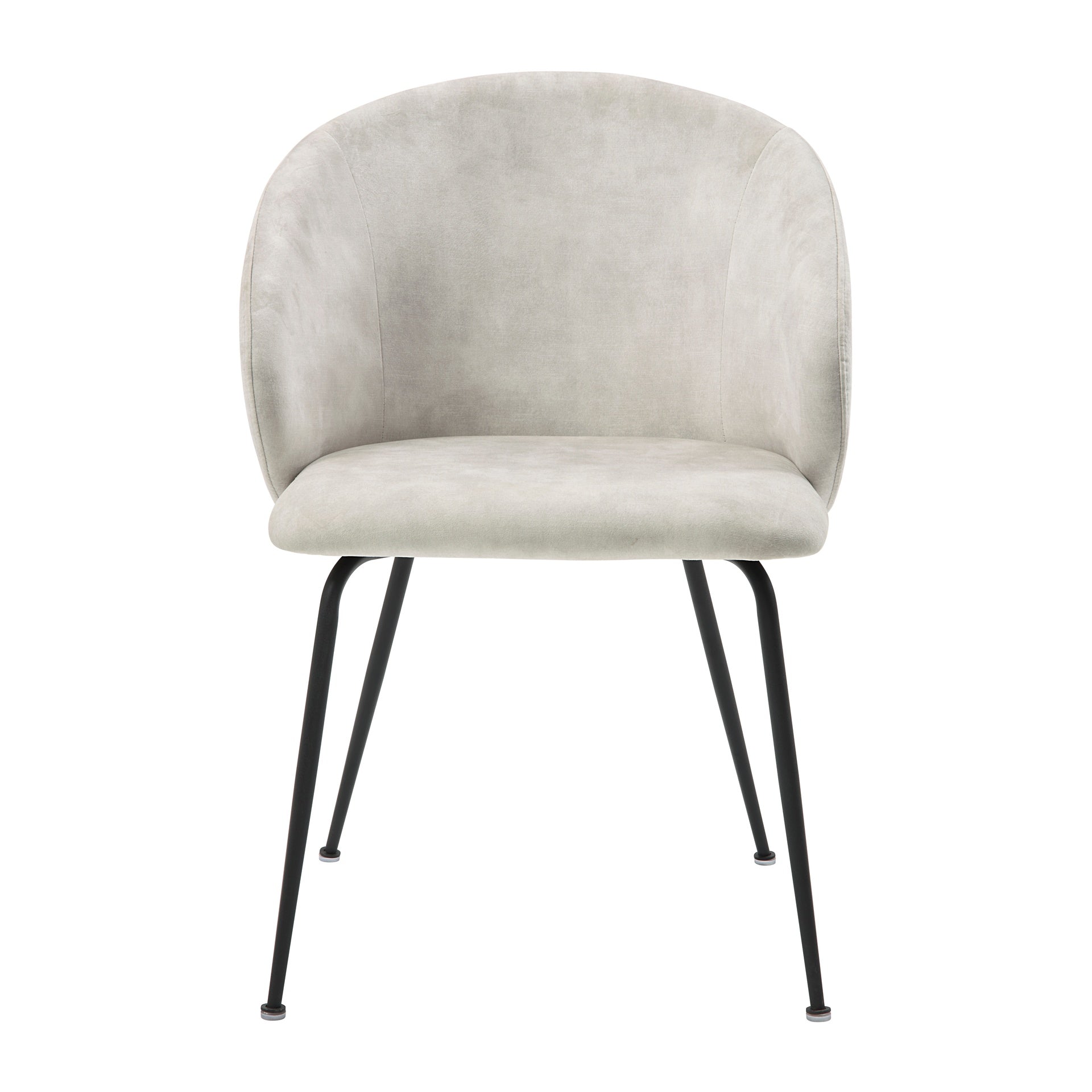 Beige Velvet Fabric Upholstery Side Chairs 2pc Set Black Metal Legs Modern Home Furniture