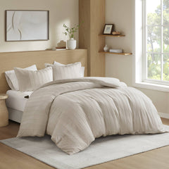 3-Piece Full Woven Striped Duvet Set