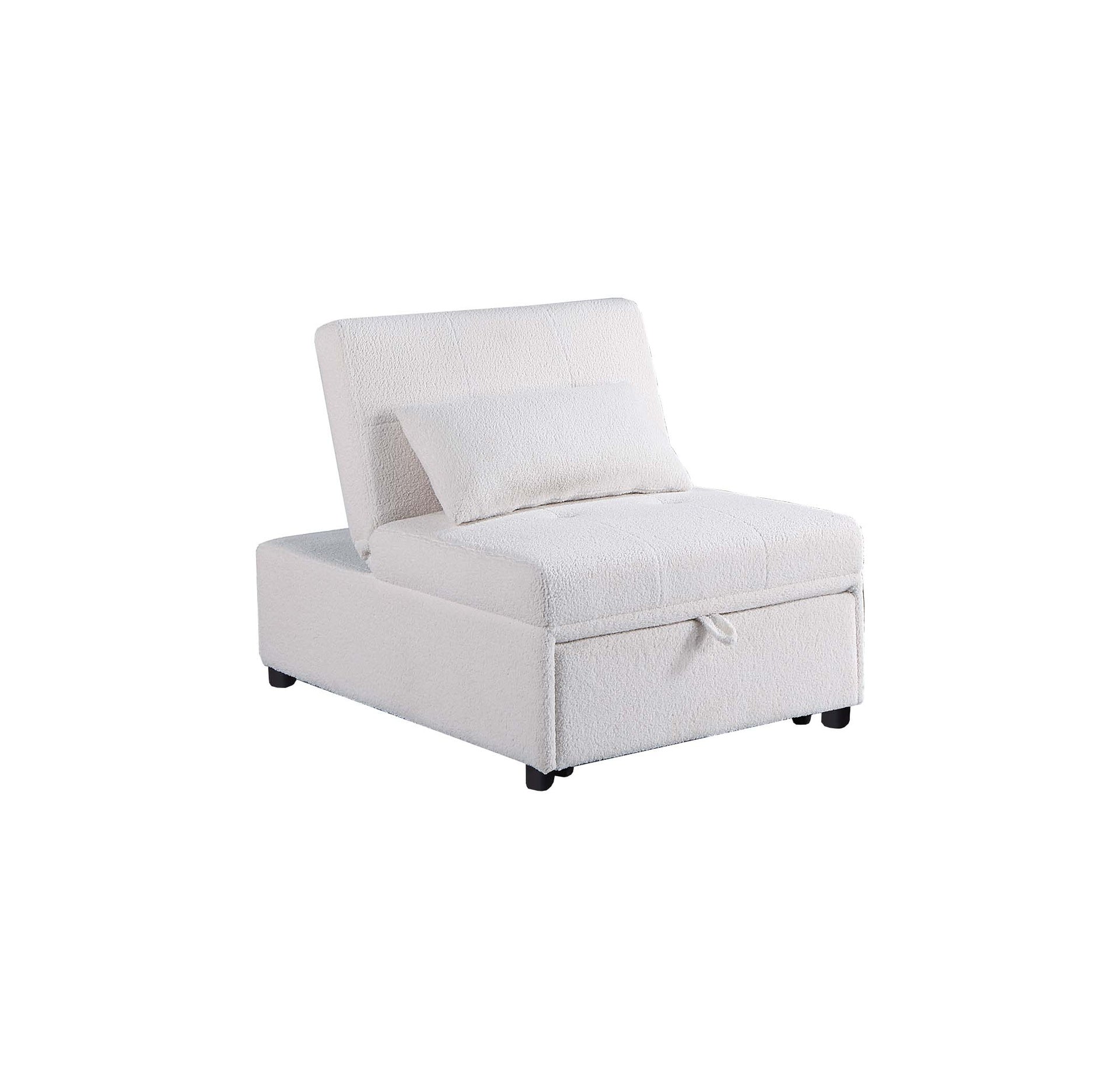 Convertible Sleeper Sofa Chair in Sherpa White