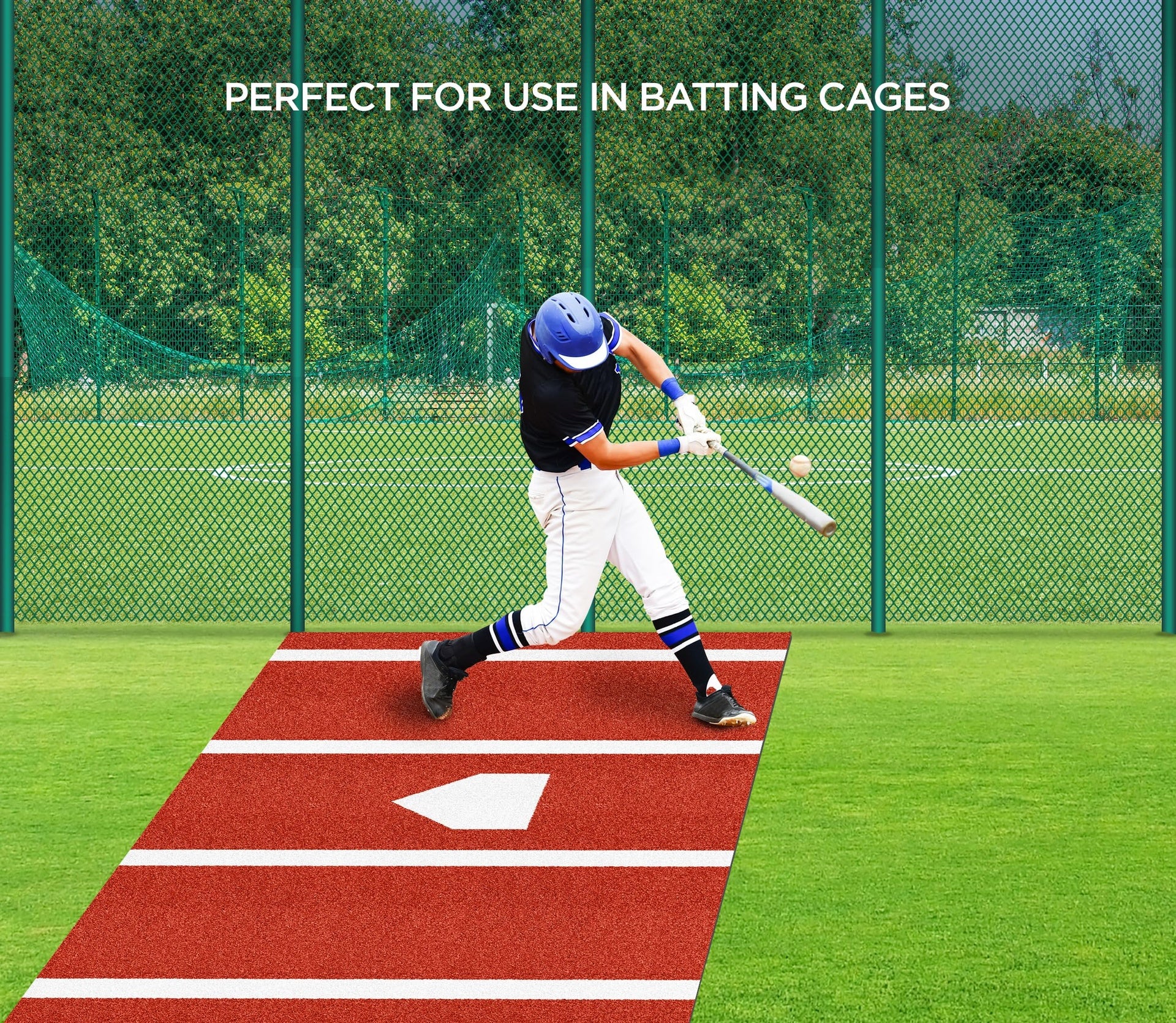 Premium Baseball Batting Mat: 10x3.8 ft Indoor/Outdoor Portable Baseball Softball Hitting Mat, Non-slip Rubber Bottom Batting Cage Mat with Home Plate for Batter, Pitcher and Catcher Training