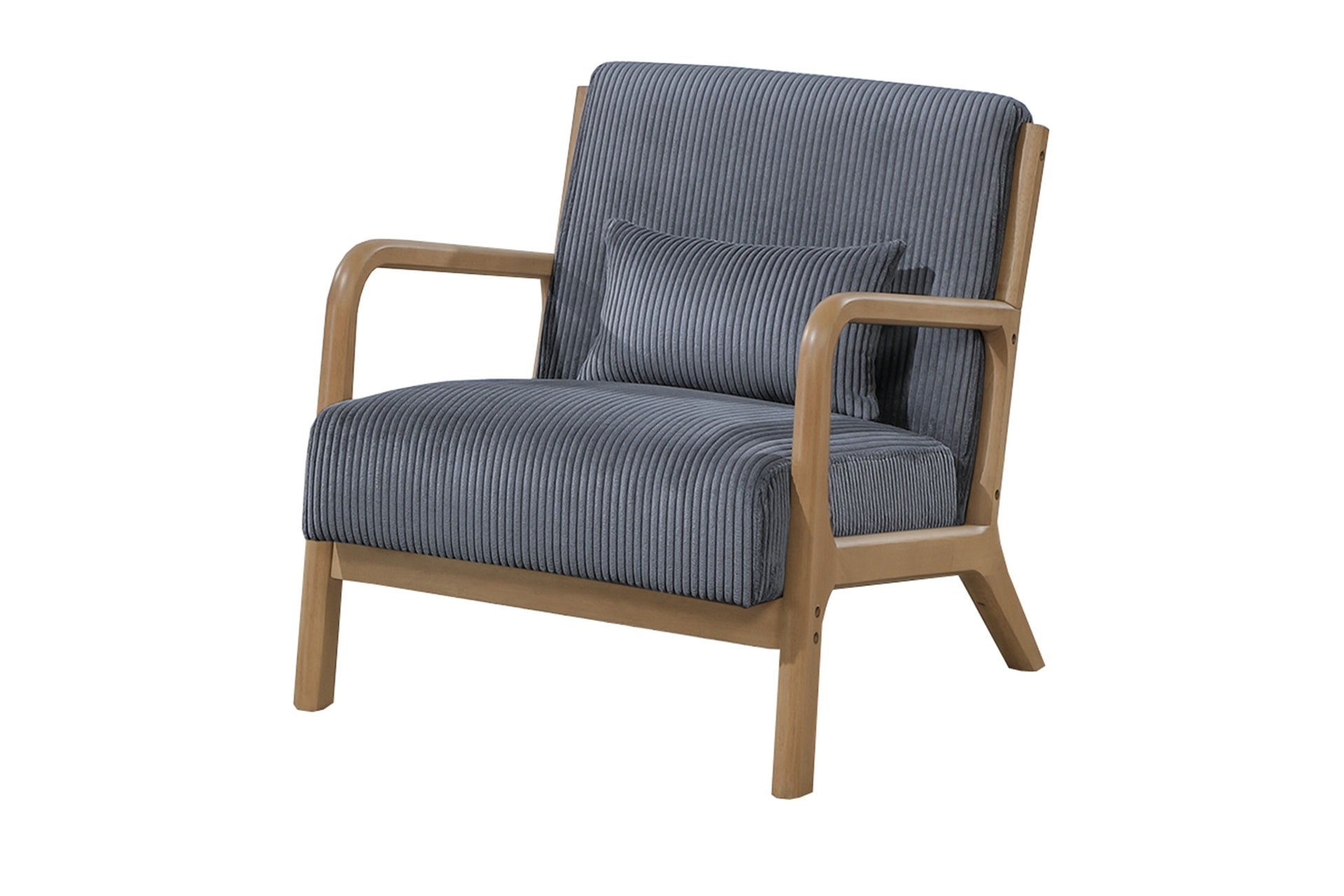 Dark Gray 1pc Accent Chair Eye-Catching Corduroy Upholstered Seat Cushion Modern Wooden Frame Living Room Furniture Chair