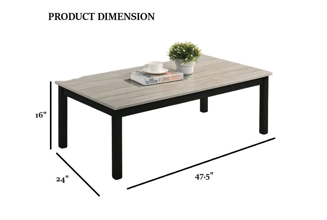 Light Gray Finish 3pc Table Set 1x Coffee Table 2x End Table Faux Marble Top Wooden Legs Primary Living Room
