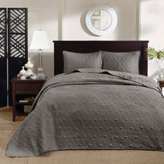 Reversible Bedspread Set Dark Grey King