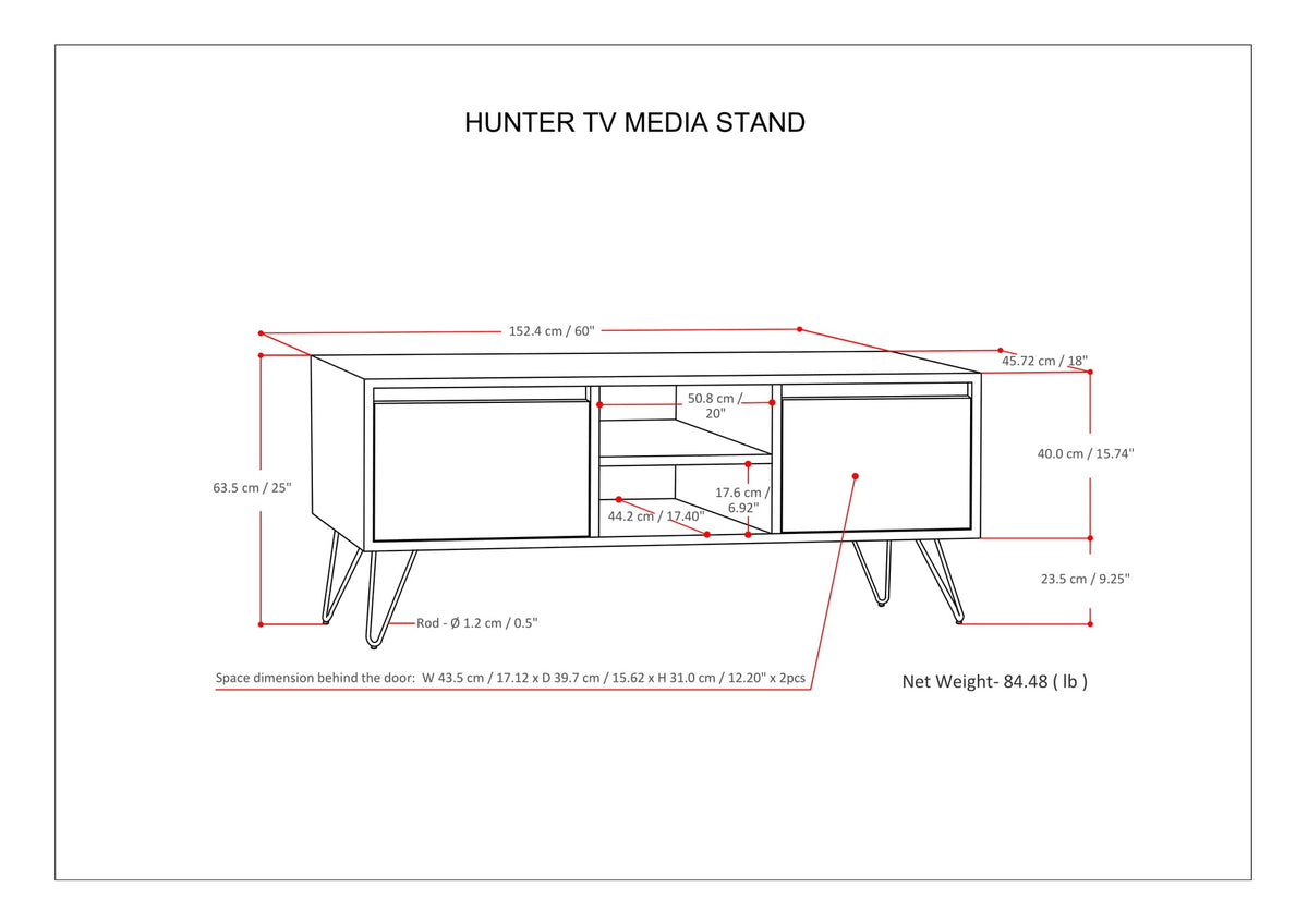 Hunter 60 inch Wide Solid Mango Wood TV Stand in Urban Brown For TVs up to 65 inches