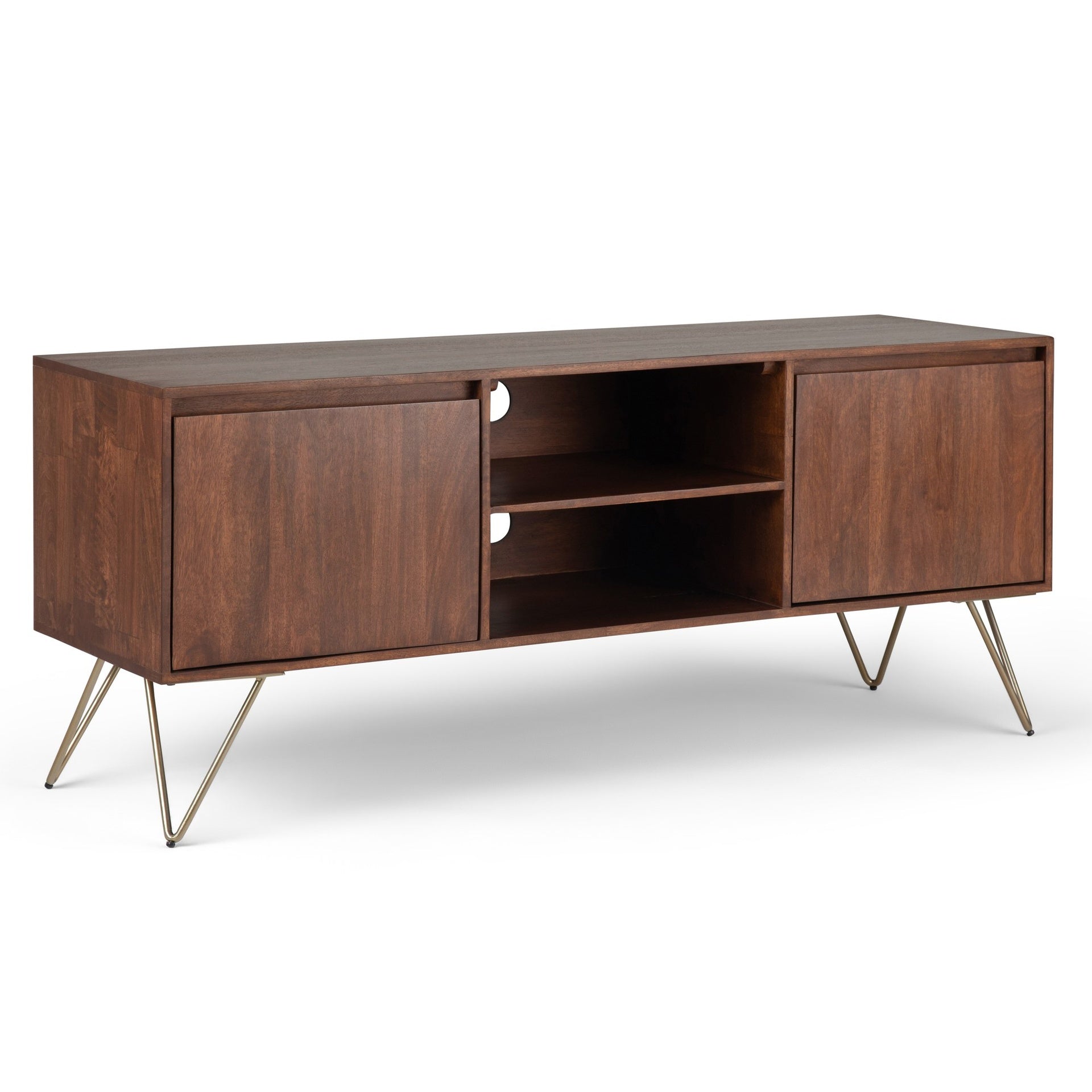 Hunter 60 inch Wide Solid Mango Wood TV Stand in Urban Brown For TVs up to 65 inches