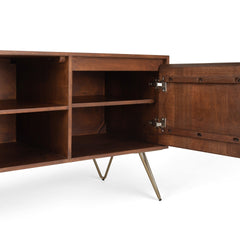 Hunter 60 inch Wide Solid Mango Wood TV Stand in Urban Brown For TVs up to 65 inches