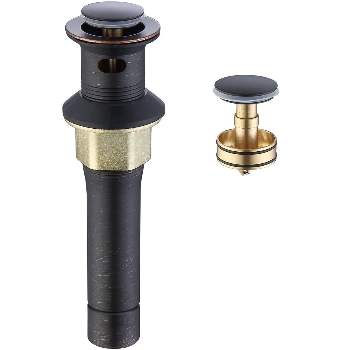 Pop-Up Drain Stainless Steel With Overflow Anti-Clogging for Vessel Sink Lavatory Vanity Sink Drain with Strainer Basket, Oil Rubbed Bronze