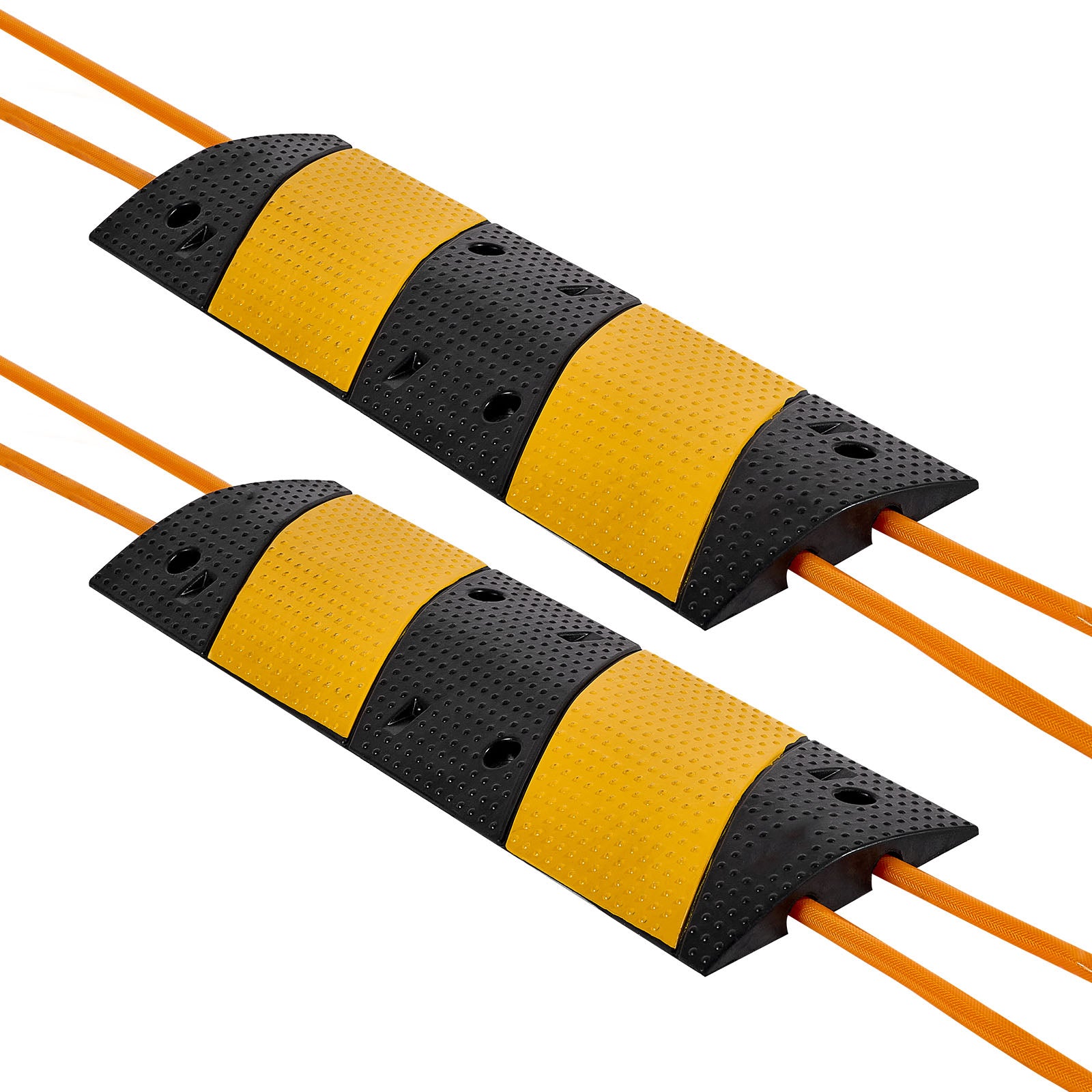40 in Rubber Speed Bump, 2 Pack, 2 Channel Heavy Duty Traffic Speed Hump, 22000 lbs/Axle Load Capacity, Cable Protector Ramp with Expansion Screws, for Asphalt Concrete Gravel Driveway and Road